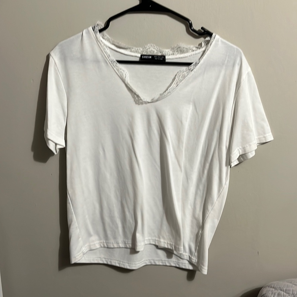 white casual lacy top